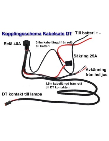 DT kabelsats reläkabel reläsats + kontakt t. ledramp arbetsljus