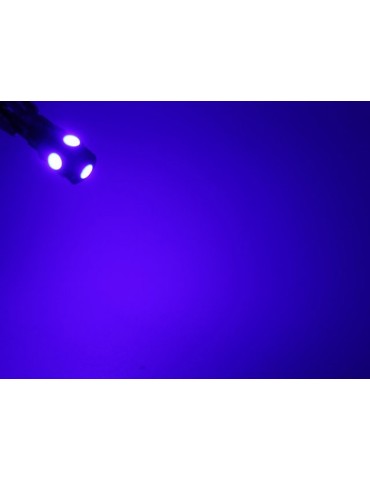 T10 w5w LED-lampor med 5st 5050SMD blåa chip, 12V DC,  10-pack.