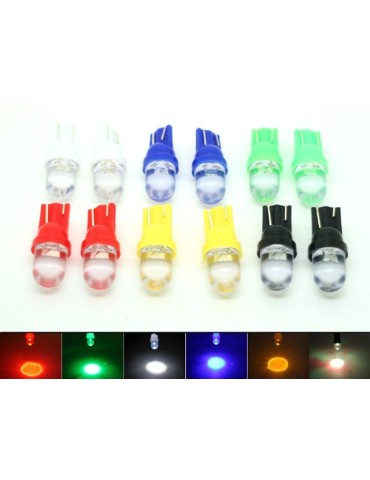 T10 w5w LED-lampor med 1 st Flux-chip, 12 000K, 12V DC, 2-pack.