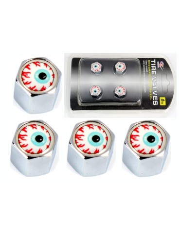 Ventilhattar Blodsprängt öga , Bloody eye 4st fint set i krom