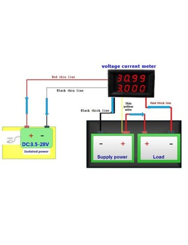 4 in 1 Volt + Amp + Temp + Watt 0-33V + 0-10A DC Digital lcd