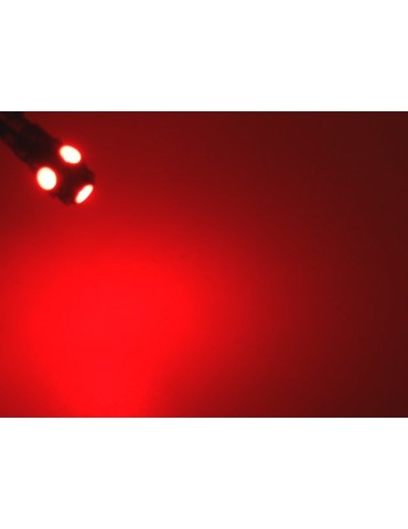 T10 w5w röda LED-lampor med 5 st 5050SMD-chip, 12V DC, 10-pack.