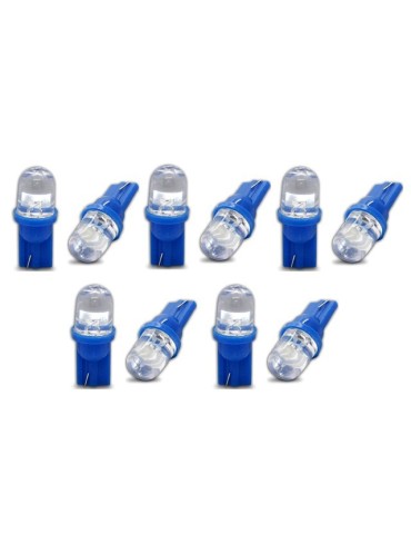 T10 w5w blå LED-lampor med 1st Flux-chip, 12v DC, 10-pack.