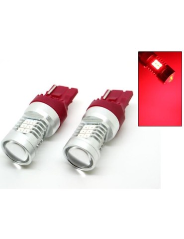 T20 7440 w21w Röd Led med 21st 2835smd ledchip 2-pack w3x16d