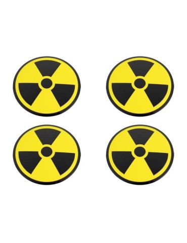 Radioaktivitet emblem till centrumkåpor, hjulnavsskydd, fälg, 4-pack, styling. 