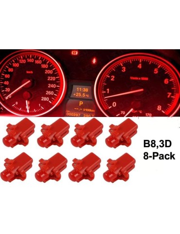 B8,3D röda Ledlampor med 1st COB ledchip 8-pack instrumentlampa