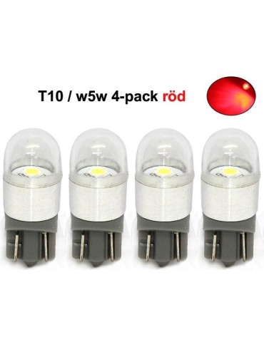 t10 w5w röd, 4-pack, LED-lampor med 1 st 3030smd chip. 