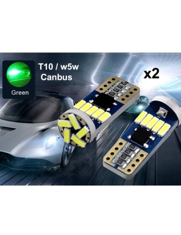 T10 w5w Canbus Grön 2-pack LED-lampor, med 15st 4014smd chip. 