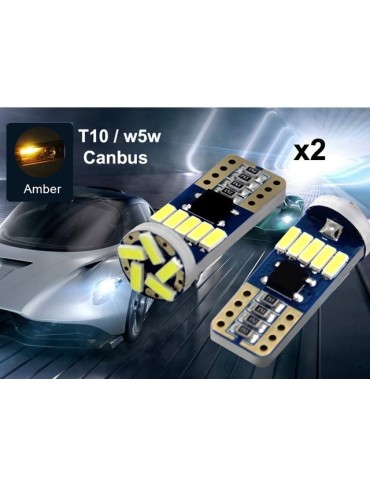 T10 w5w Canbus 2-pack LED-lampor med 15st 4014smd chip Orange