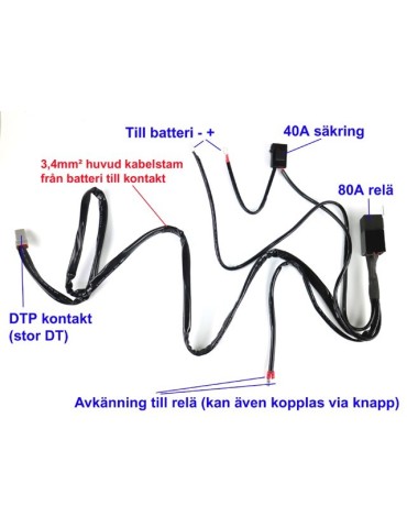 Kabelsats Heavy Duty 80A 12v reläkabel arbetsljus ledramp 1x DTP