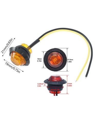 Markeringsljus, positionsljus, 8-pack, ravfarve, LED-lampor, 12V 