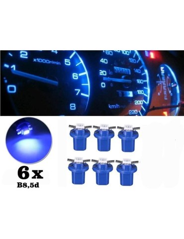 B8,5D Blå Ledlampor 6-pack instrumentlampa 12v
