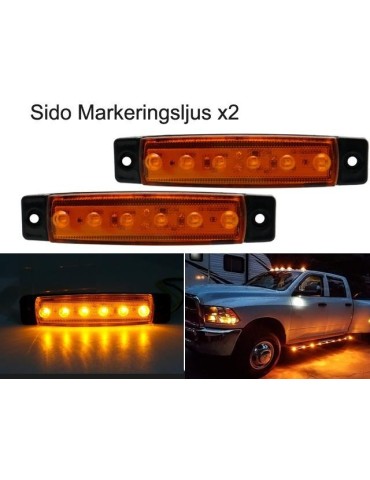 Markeringsljus, positionsljus,  95mm, orange LED-lampor, 2-pack, 12V/24V