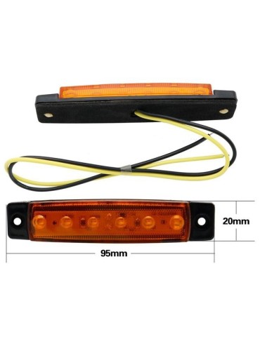 Markeringsljus, positionsljus,  95mm, orange LED-lampor, 2-pack, 12V/24V