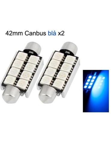 Diodlampa 41mm 42mm blå Canbus LED 5050 SMD 2-pack C5W SV8.5