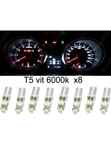 T5 LED 8-pack vit 1210SMD W2x4.6d W2.1.x4.9d W1.2W W2.3W