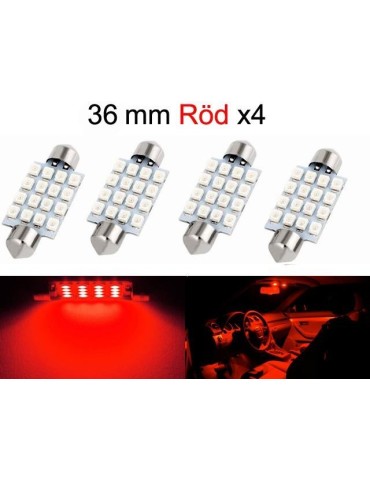 c5w 36mm röd 4-pack Led 2835SMD  C5W SV8.5