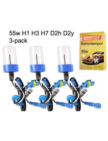 xenon lampor 55w 4300k - 6000k 3-pack HID h1 h3 h7 d2y d2h