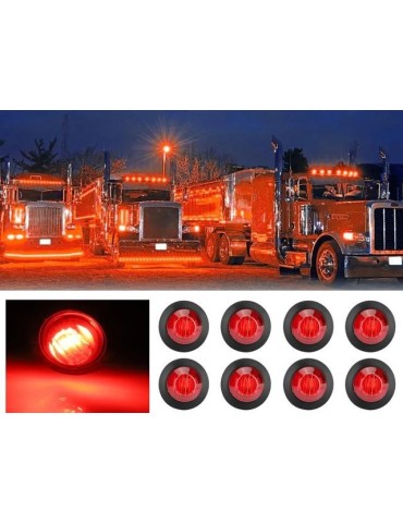 Markeringsljus, positionsljus, röda LED-lampor, 8-pack, 12V