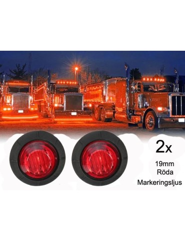 Markeringsljus, bakljus, röda LED-lampor, 2-pack, 12V