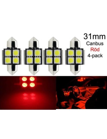 c5w 31mm röd canbus Led 5050SMD 4-pack SV8.5