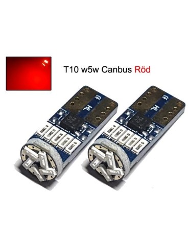 T10 w5w Canbus röd 2-pack LED-lampor med 15st 4014smd chip 