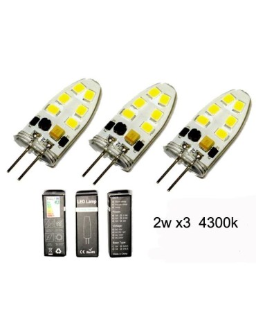 G4 2w dimbar 12v DC + AC Led lampa 4300K vitgul G-4  3-pack