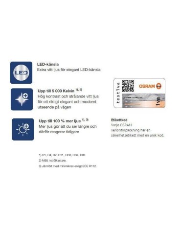 Osram H4 +100% COOL BLUE 5000k halogen lampor 12v DC PGJ19-2