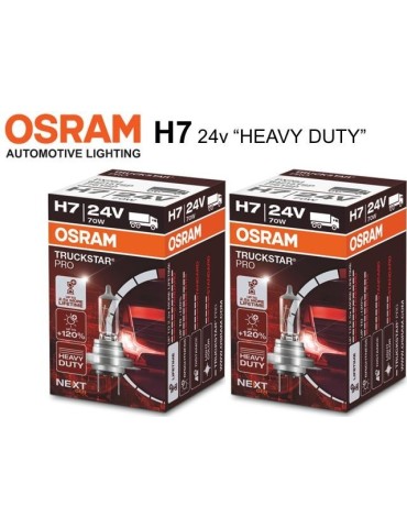 Osram H7 +100% 24volt 70w halogen premium lampor DC px26d 2st