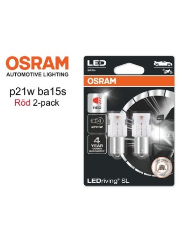 Osram röd p21w ba15s 1156 led lampor 12v