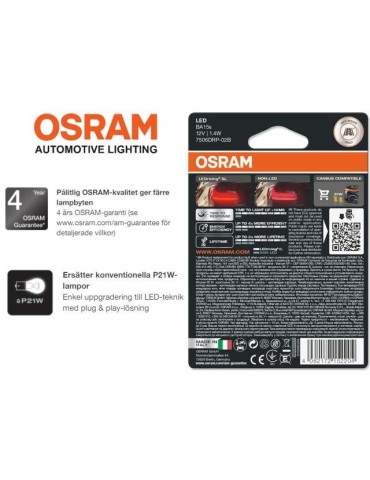 Osram röd p21w ba15s 1156 led lampor 12v