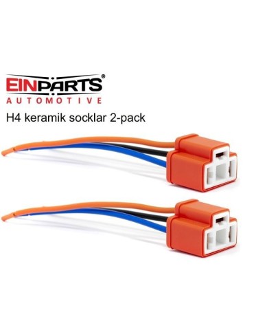 EINPARTS H4  LED / halogen hon-keramikkontakt/sockel, 2-pack