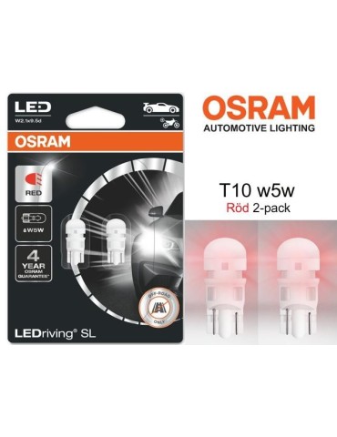 Osram t10 w5w röd 2-pack led W2.1x9.5d