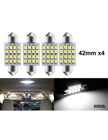C5W  42mm 6000k vit 4-pack LED 2835SMD SV8.5 41mm
