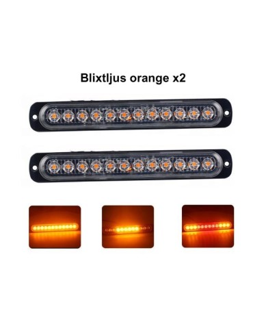 190mm blixtljus markeringsljus orange 2-pack 12-24v led strobe