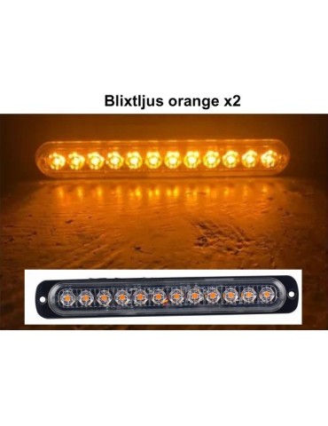 190mm blixtljus markeringsljus orange 2-pack 12-24v led strobe