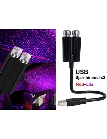 Led stjärnhimmel röd + lila USB  flash + voice + breath 
