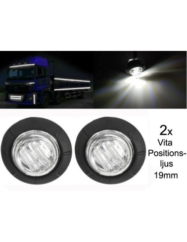Markeringsljus, positionsljus, vit 6000K LED-lampor, 2-pack 12V/24V