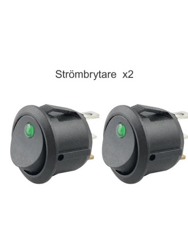 Strömbrytare av/på avbrytare vaggströmställare grönt lyse 2-pack