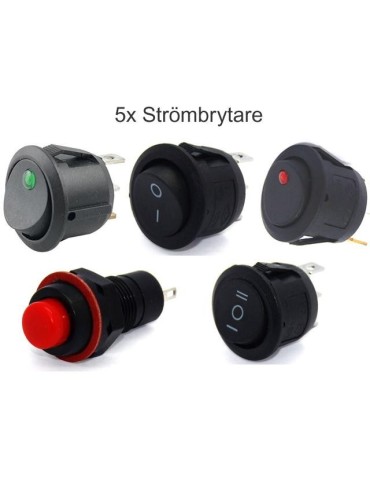 Strömbrytare 5-pack olika modeller avbrytare vaggströmställare