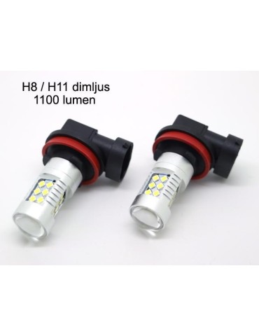 Dimljus H8 H11 LED-lampor 6000K,1100 lumen, 12V 