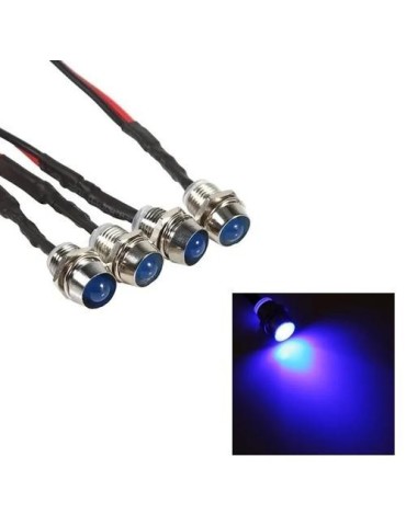 8mm blåa diodlampor för infällning i panel 4-pack kontrollampa