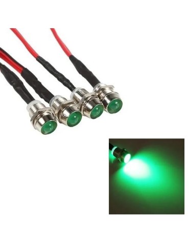 8 mm gröna diodlampor för infällning i panel. 4-pack. Kontrollampa. 