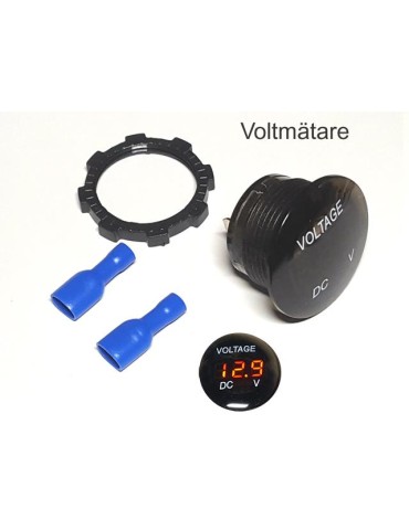 Voltmätare 3-33V rund DC, digital, för bil, båt, husvagn, husbil, mc