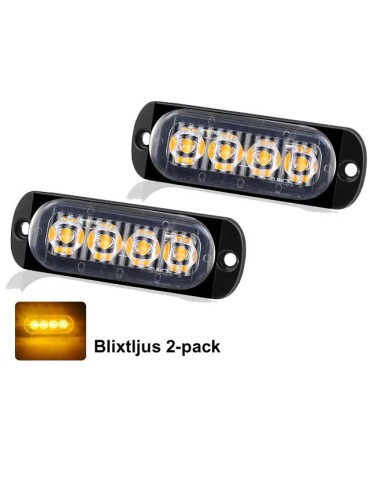 Markeringsljus, blixtljus, orange LED-lampor, 2-pack, 12V/24V 