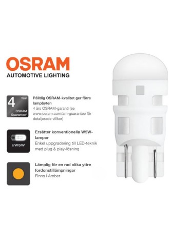 Osram t10 w5w gul - orange 2-pack led W2.1x9.5d amber