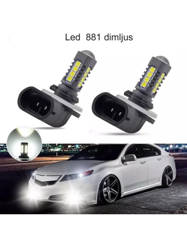 881 H27 Dimljus 500 lumen LED 6000K med 18 st 3030 SMD-chip, 2-pack