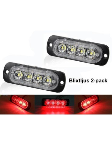 Markeringsljus, röda blixtljus, LED-lampor, 2-pack, 12V/24V 