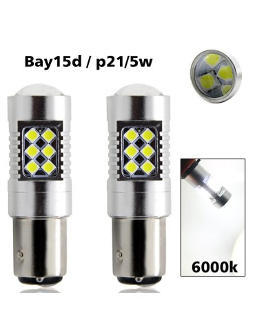 Bay15d 6000k p21/5w 1157 Led m 3030smd 2-pack position/bromsljus