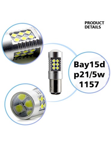 Bay15d 6000k p21/5w 1157 Led m 3030smd 2-pack position/bromsljus